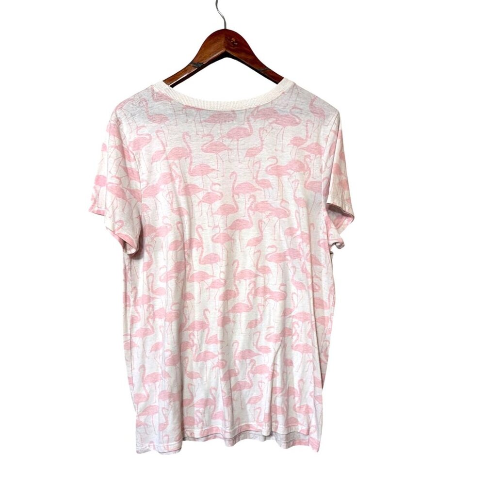 Torrid Classic Fit Flamingo Print Lightweight T-Shirt Womens Size 1 Pink & White - Picture 2 of 5